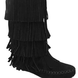 Black Fringe Women's Boots